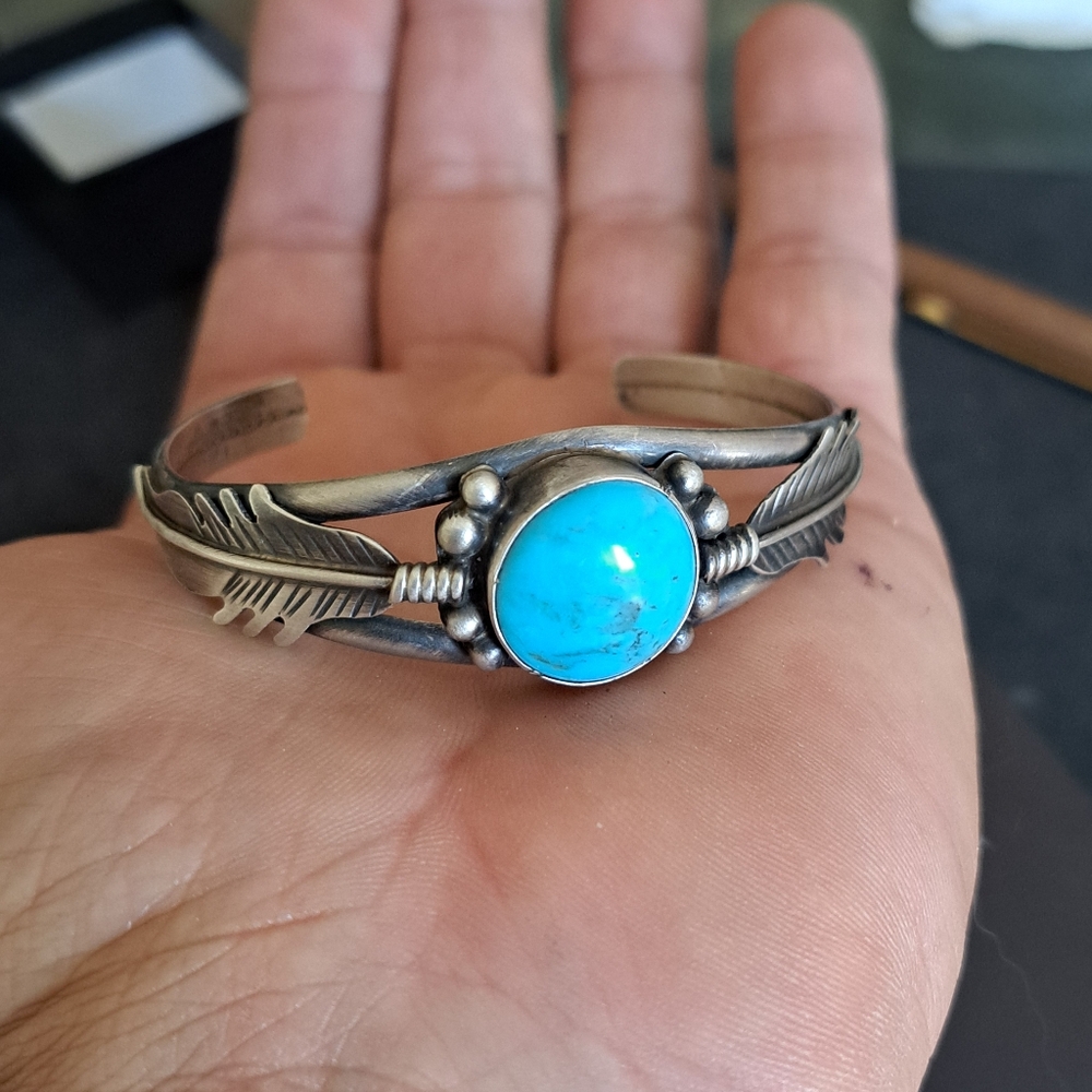 *SOLD*Vintage Signed Alfred Martinez Turquoise Cuff Bracelet